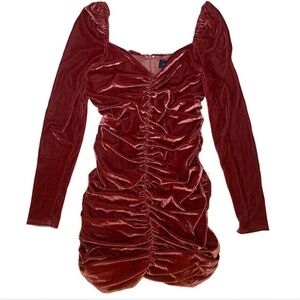 MINKPINK Red Velvet Dress Amelda Mini Dress in burgundy velvet